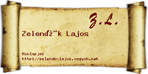 Zelenák Lajos névjegykártya